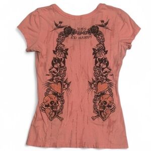 Ed Hardy Women's Coral Graphic Tee